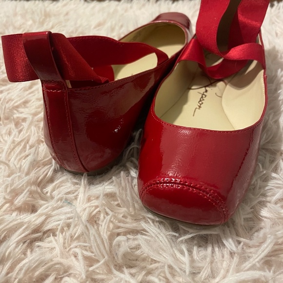 Jessica Simpson Ruby Red Criss Cross Ribbon Ballet flats - Picture 3 of 3